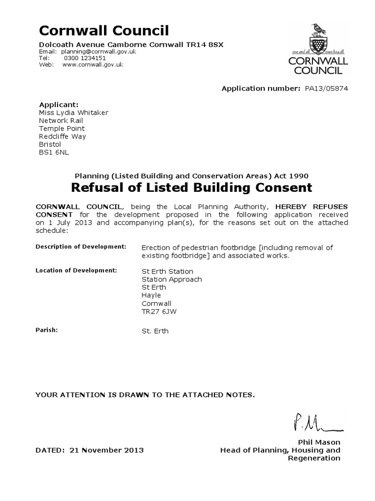 Decision Notice Cornwall Council Planning Notice Public Law