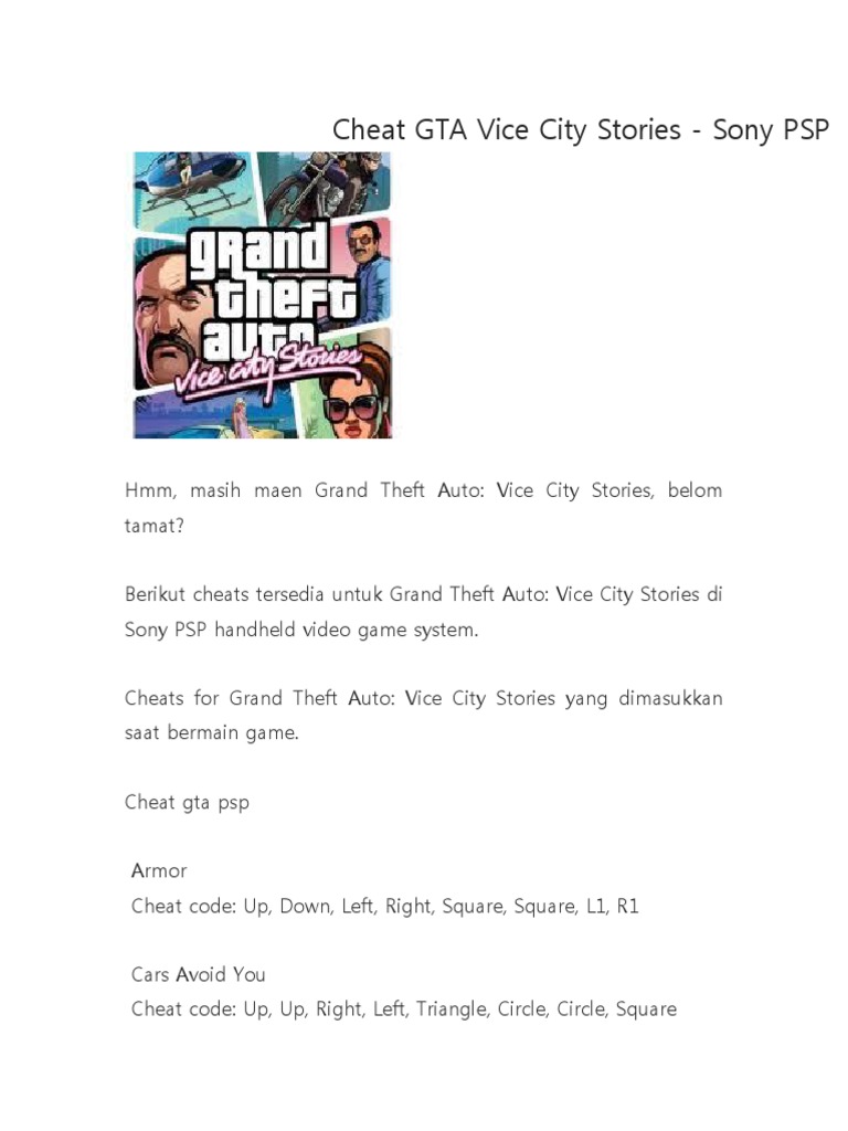 GTA Vice City Stories Do PS2 e PSP, PDF, Carro