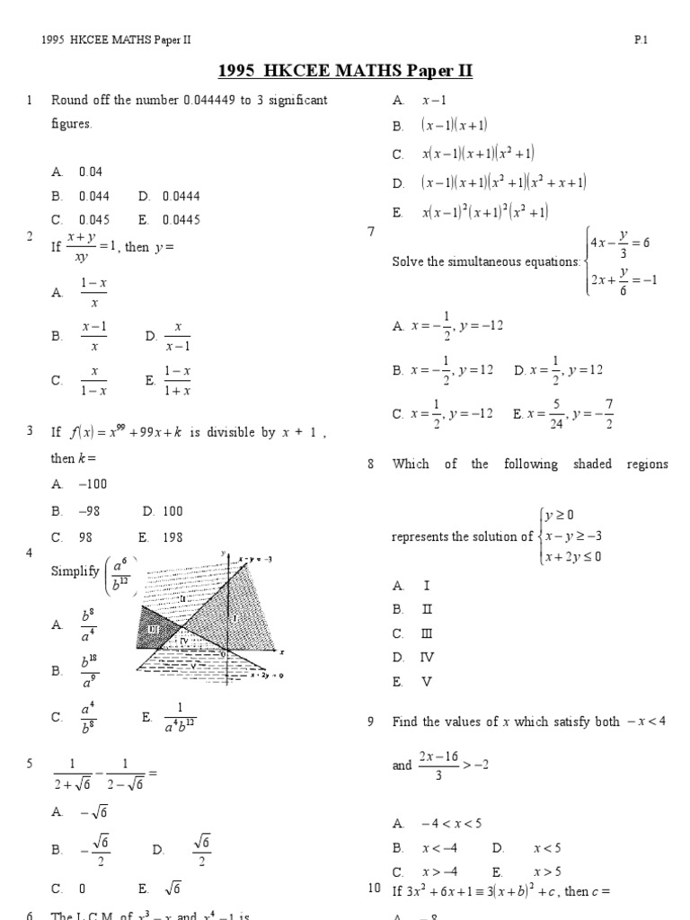 Mathematics 1995 Paper 2 | PDF