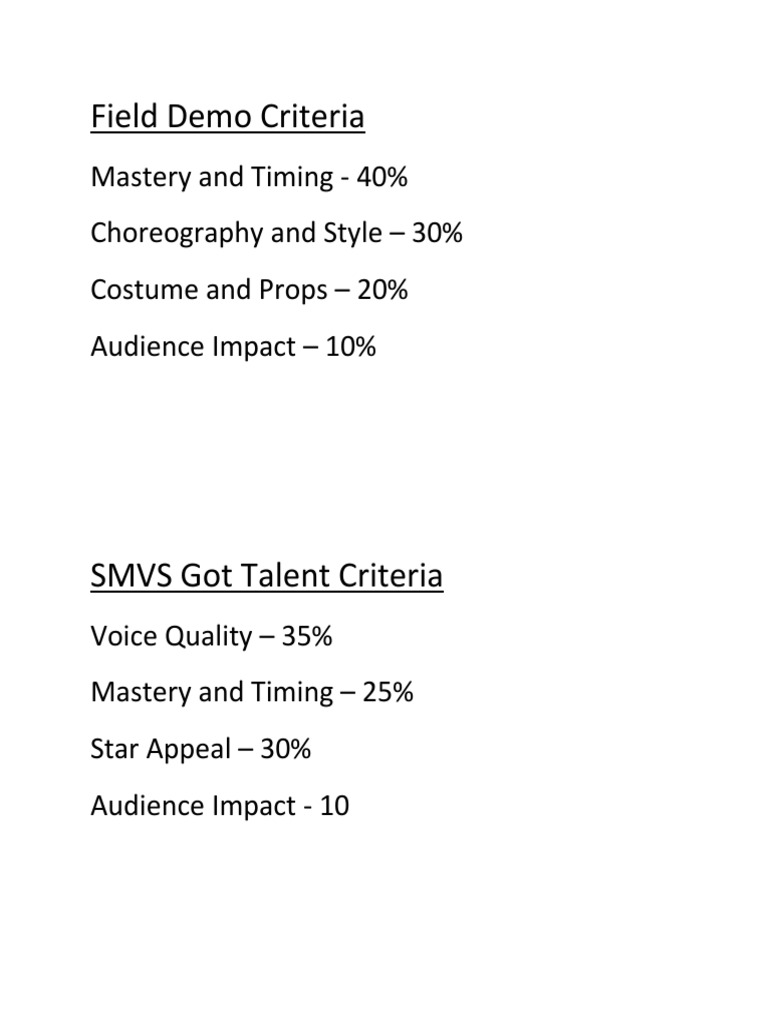 Field Demo Criteria PDF