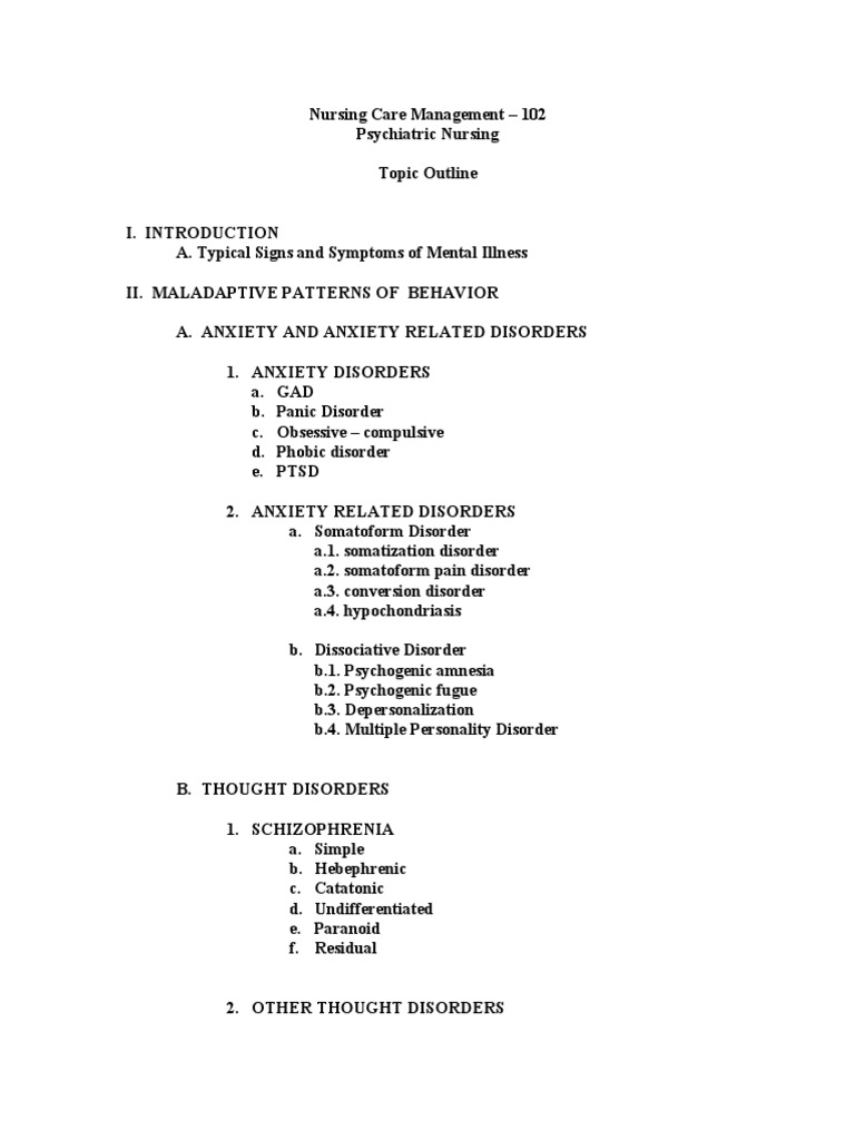 NCM 102 - Maladaptive Patterns of Behavior | PDF | Mania ...