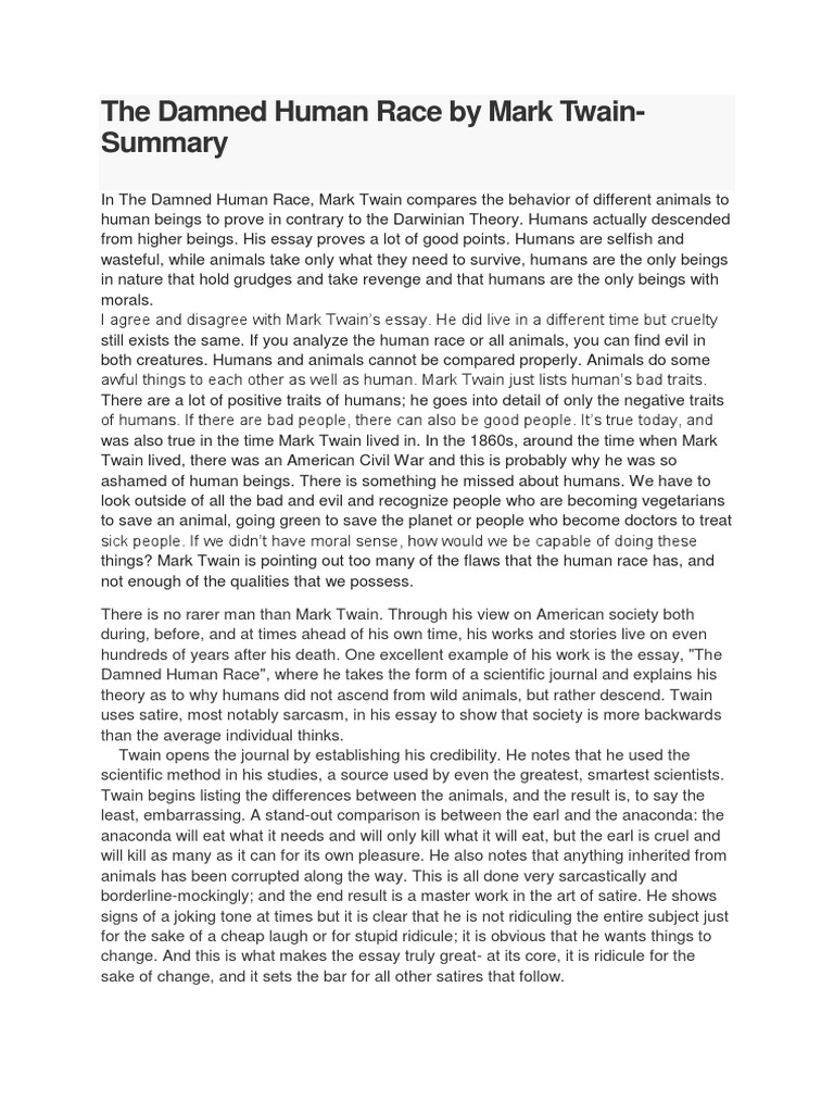 The damned human race essay image