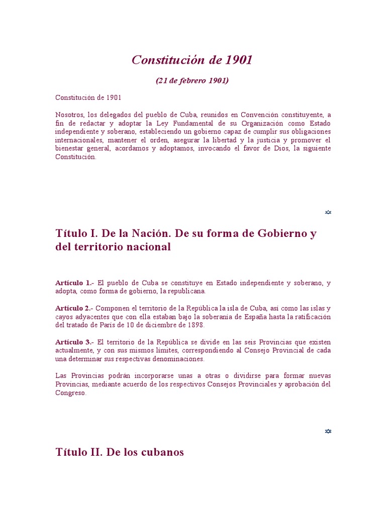 Constitucion de 1901 PDF Alcalde Cuba