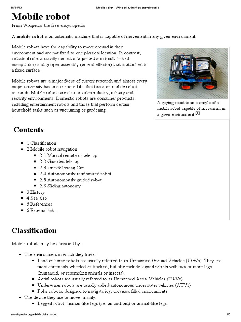 Mobile Robot | PDF | Futurology Cybernetics