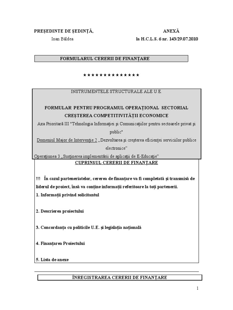 Anexa Cerere de Finantare - E-Learning - pc6 | PDF