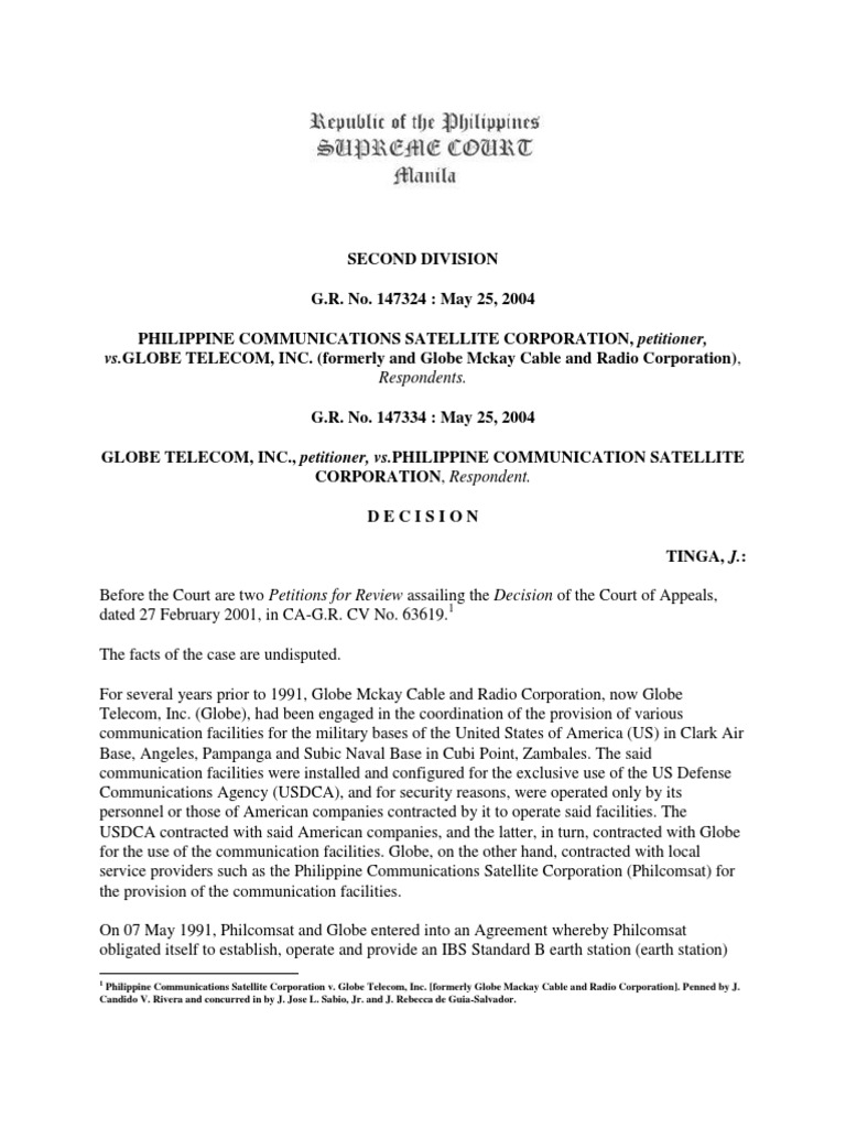 Philcomsat vs. Globe Telecom Case Summary | PDF | Treaty | Ratification