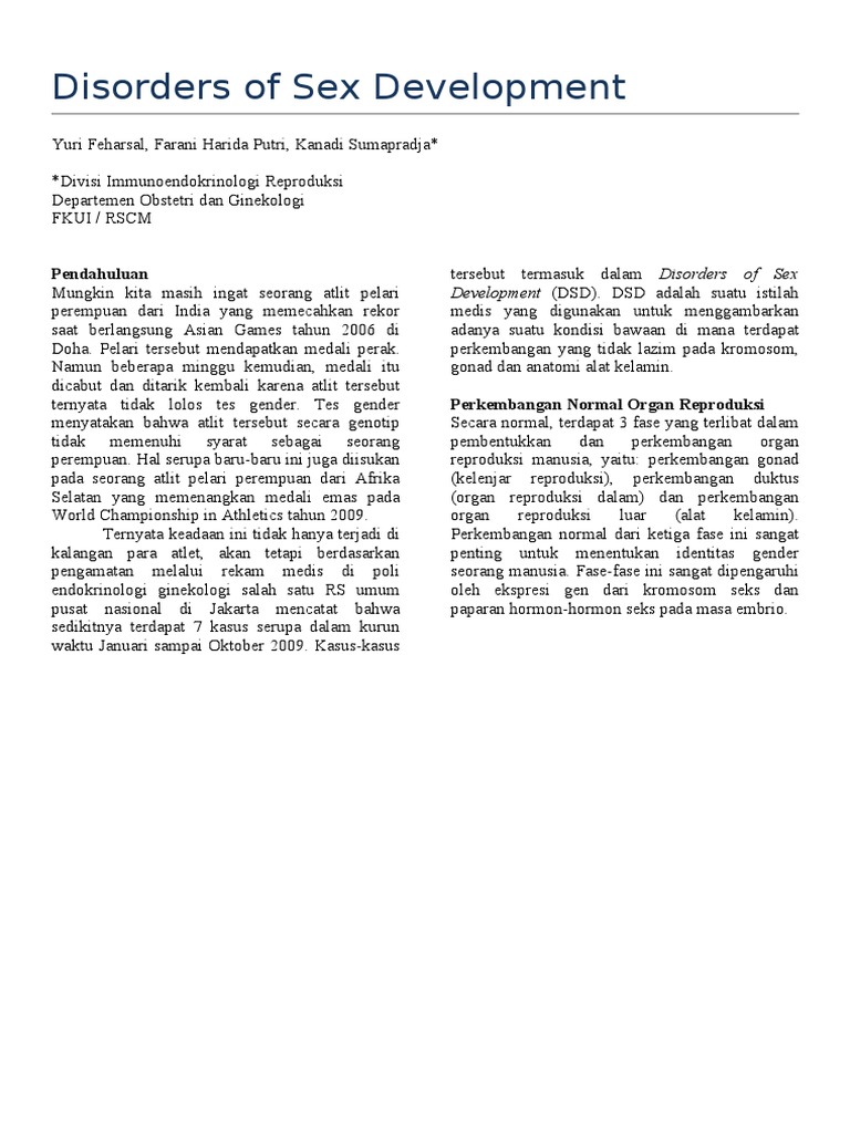 Memahami Disorders of Sex Development | PDF | Sains & Matematika