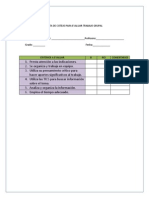 Lista de Cotejo para Evaluar Trabajo Grupal