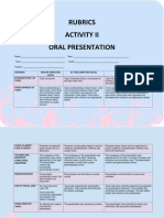 Rubric Activity II