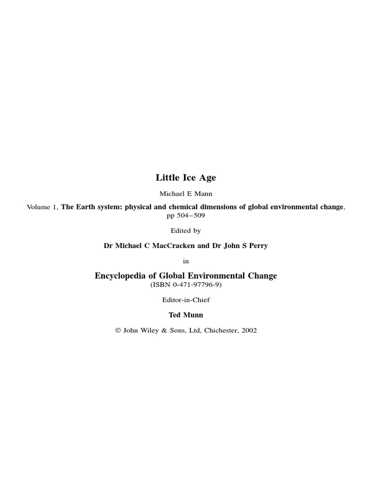 Little Ice Age PDF Ice Age Climate Change