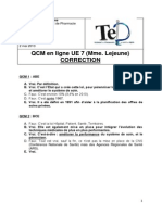 QCM en Ligne UE7 Lejeune Correction