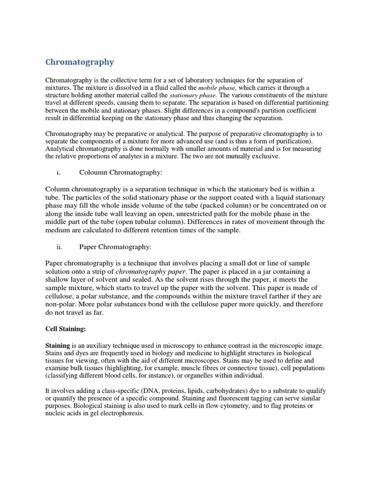 Cell Staining | PDF | Chromatography | Staining