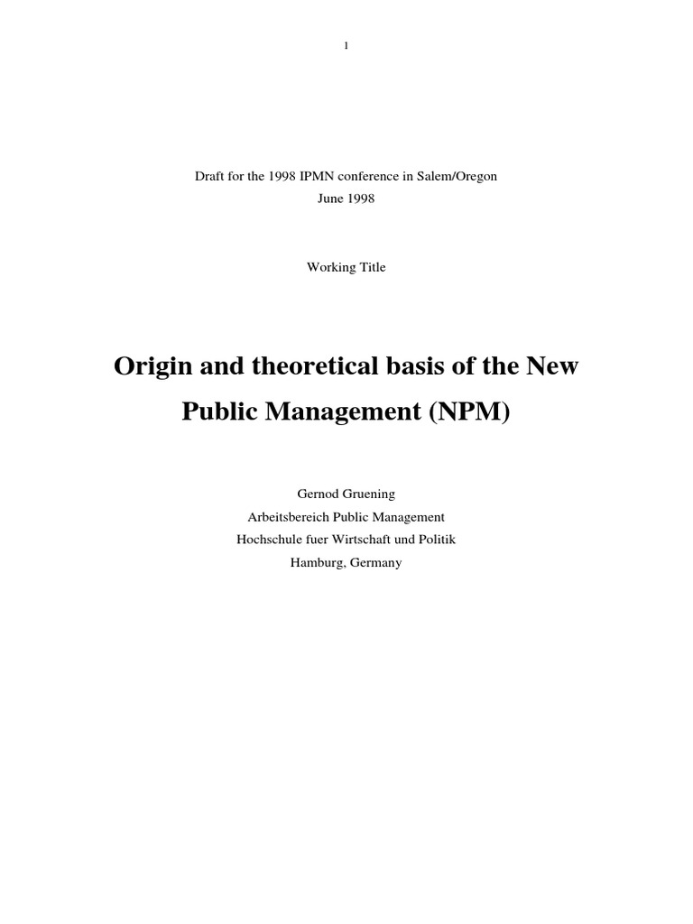 Theoretical Origins of New Public Management | PDF | Public Choice ...