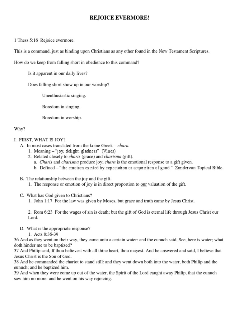 REJOICE EVERMORE Sermon and Outline by Charles A. Yawn | PDF | Eternal ...