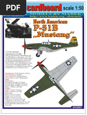 [Model CardBoard 2003-03][Airplane] P-51B Mustang [1x50][4xA4]