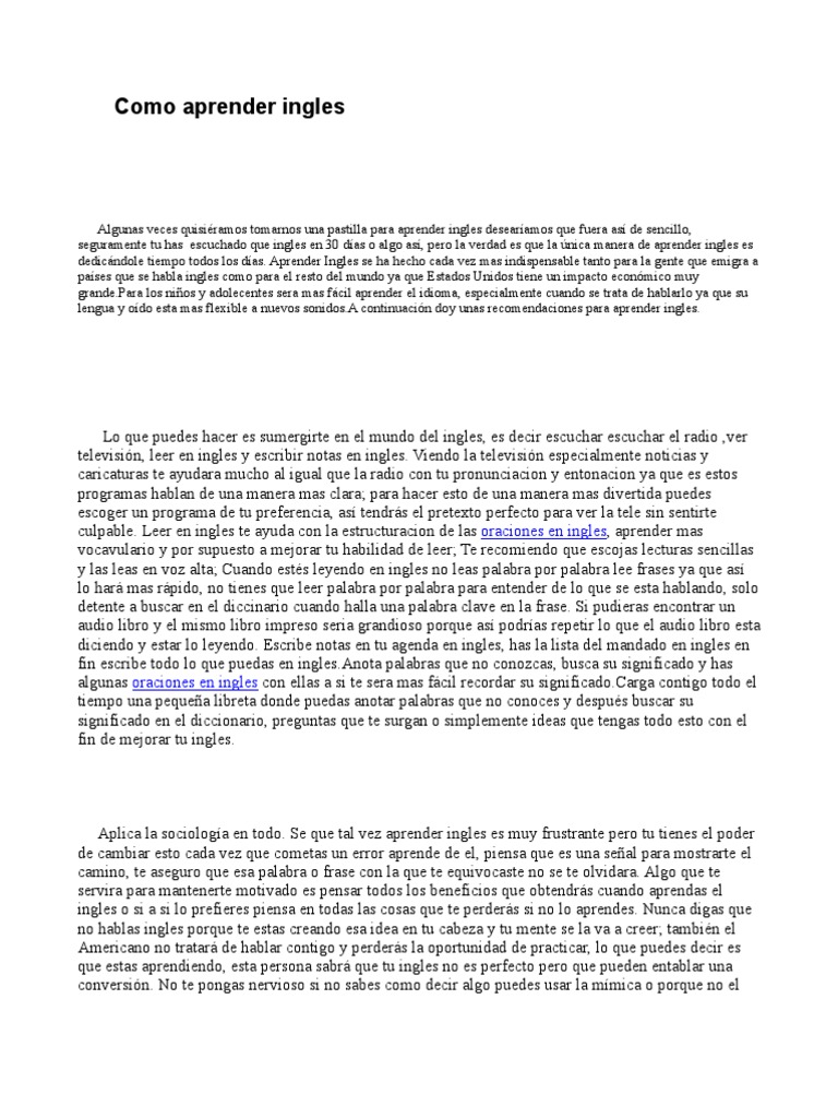 Estrategias para aprender inglés eficazmente | PDF | Idioma en Inglés ...