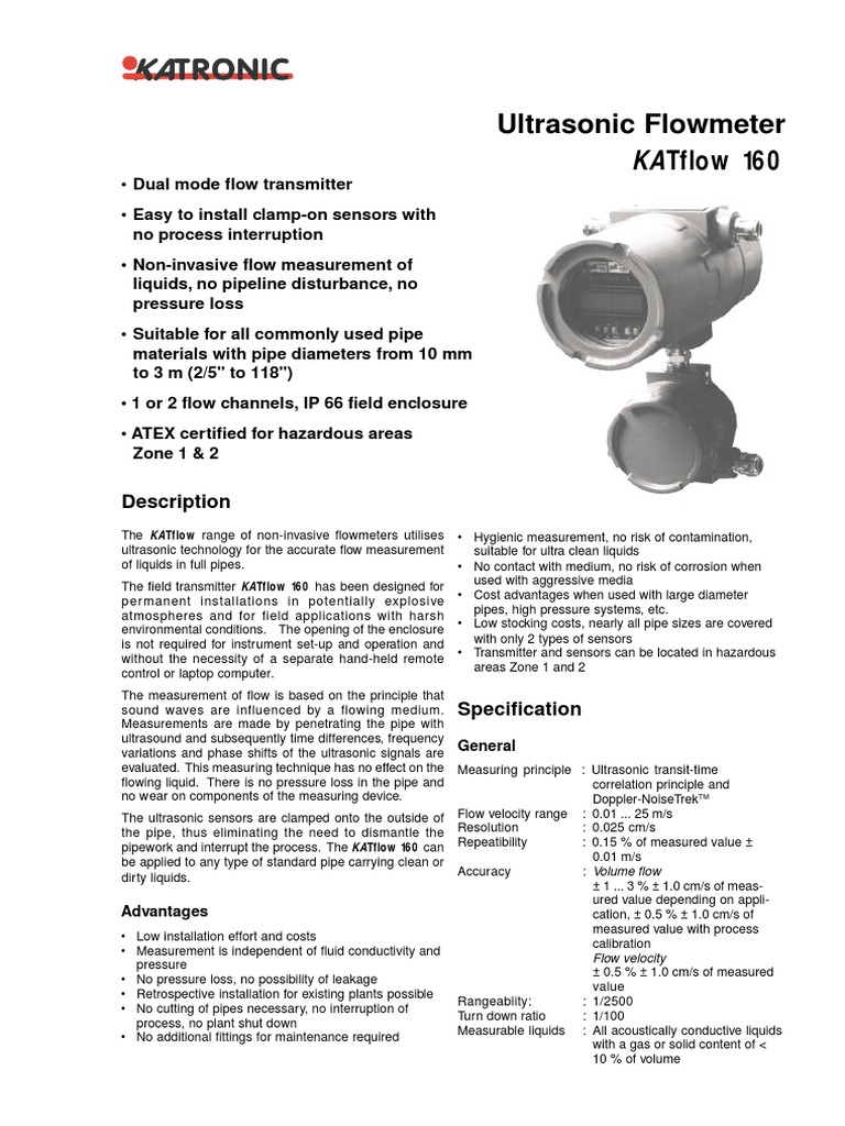 Ultrasonic Flowmeter: Katflow 160 | PDF | Science & Mathematics ...