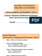 Introduction To Business Administration: Economics (Managerial Economics, Part I)