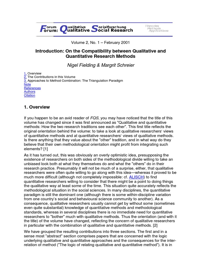 Introduction On The Compatibility Between Qualitative and Quantitative ...