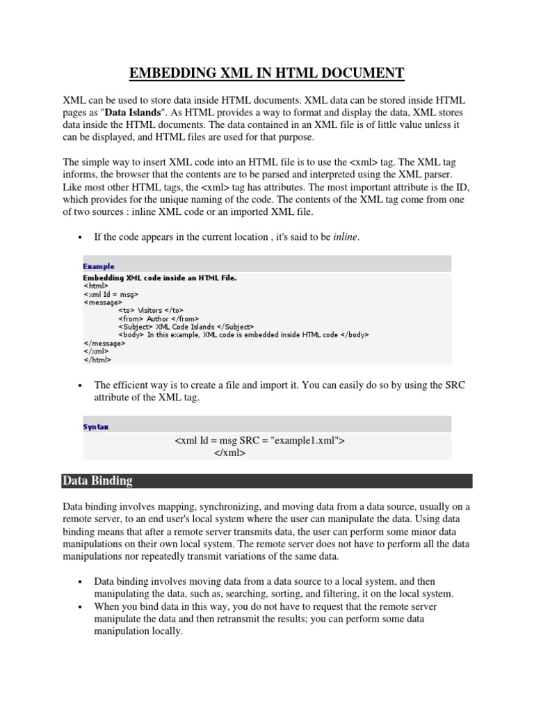 Embedding XML in HTML Documents | PDF | Html | Html Element