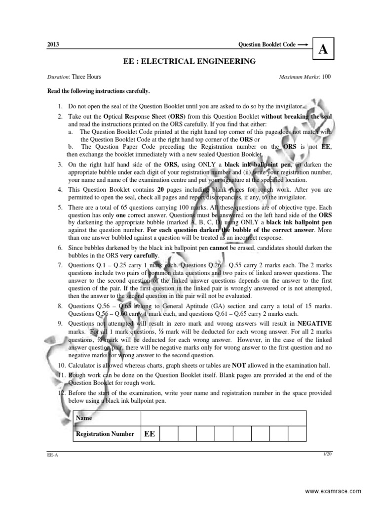 2013 Electrical Engineering Exam Questions | PDF | Capacitor | Dielectric