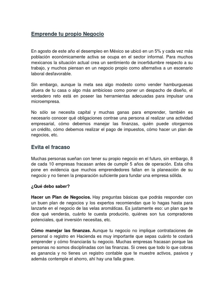 Emprende Tu Propio Negocio | PDF | Liderazgo | Ciencias económicas, image size:768x1024