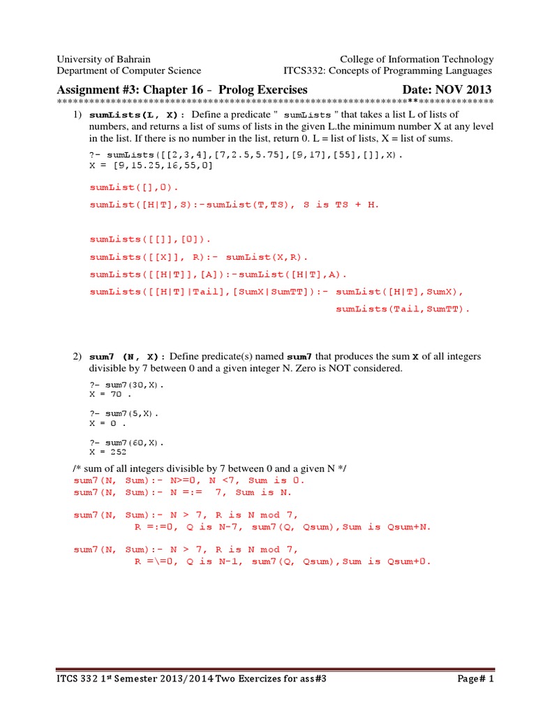 Prolog Exercise | PDF