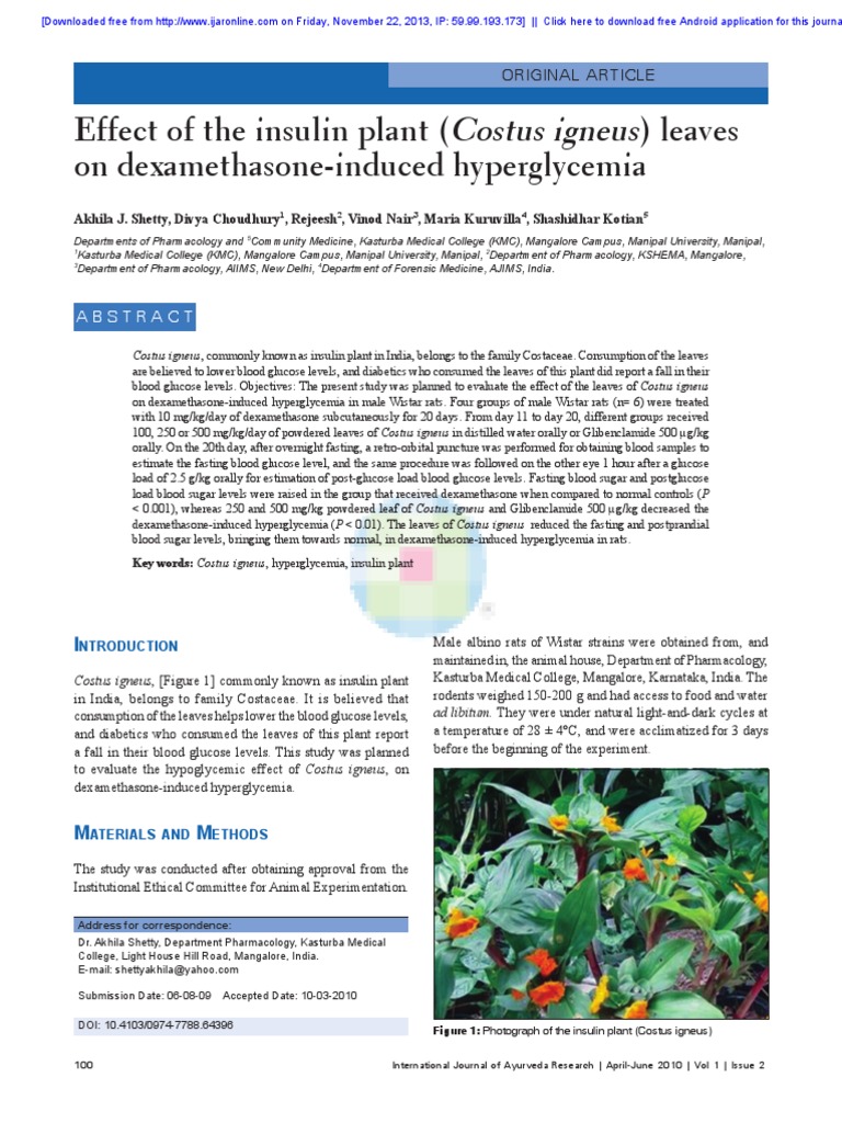 Insulin plant Int .Journal Ayurveda Res 121008542506_234345 Blood