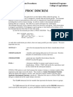 Proc Discrim: SAS Workshop - Multivariate Procedures Statistical Programs Handout # 5 College of Agriculture