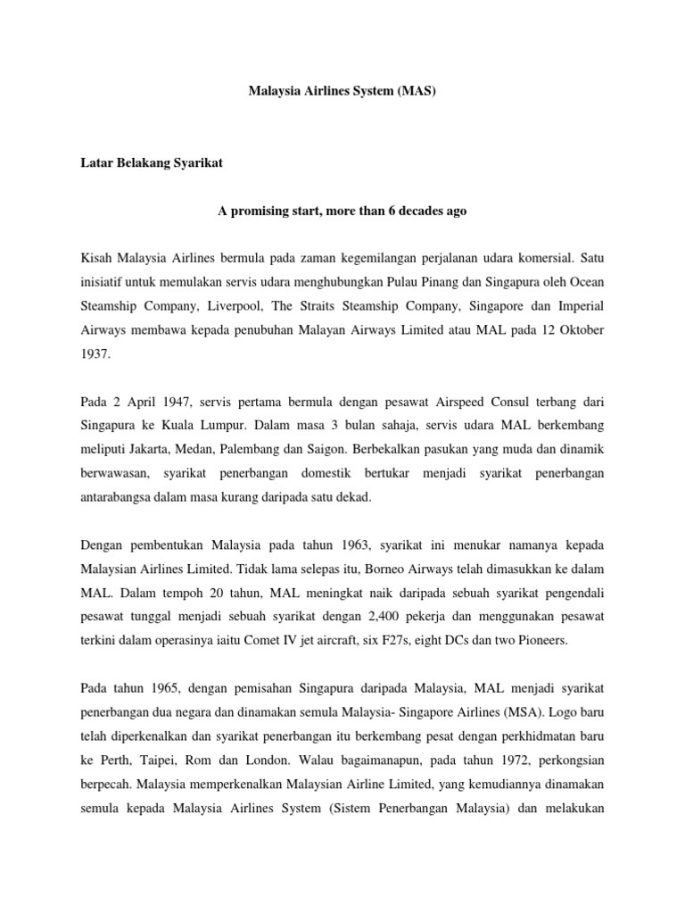 Malaysia Airlines System | PDF