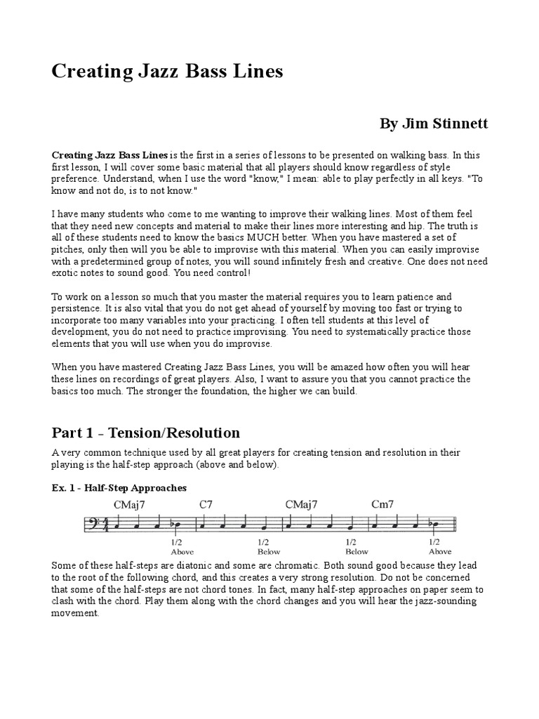 Creating Jazz Bass Lines PDF Chord (Music) Harmony