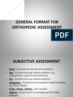 General Format For Orthopedic Assessment