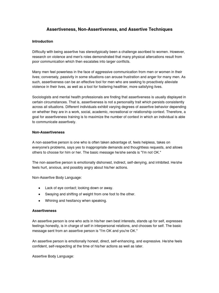 Assertiveness and Nonassertiveness | PDF | Criticism | Anger