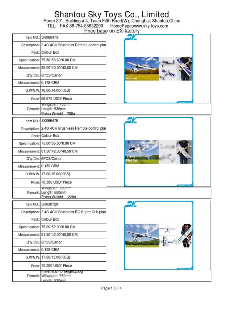 Remote Control Planes Specifications | PDF