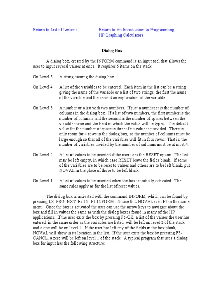 DialogBox More Programming Commands PDF Computer Keyboard