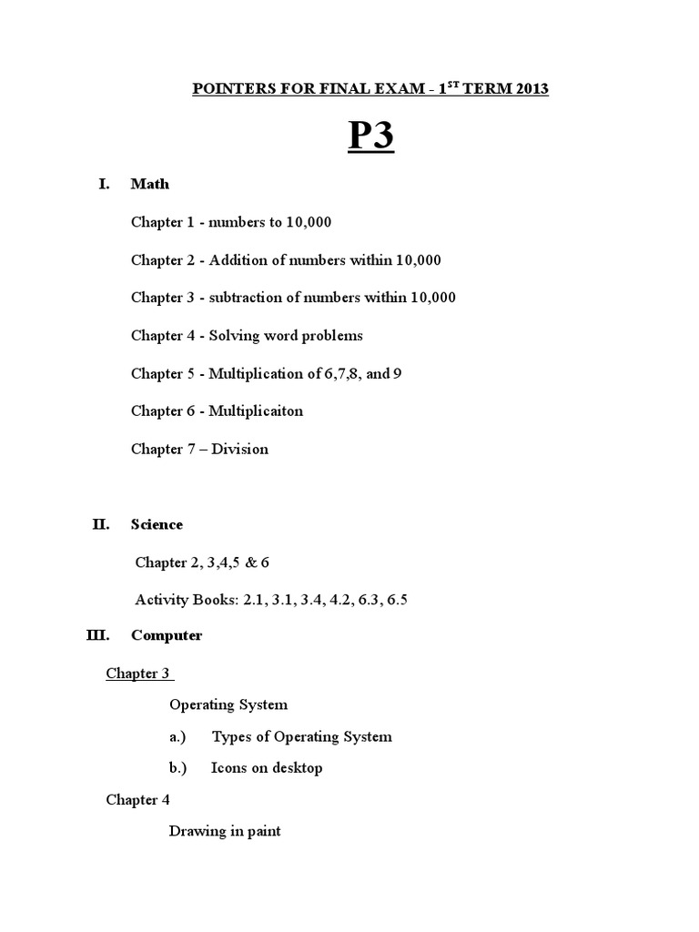 P-3 Pointers For Final Exam | PDF