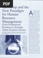 Talentship and The New Paradigm For Human Resource Management: From Professional Practices To Strategic Talent Decision Science