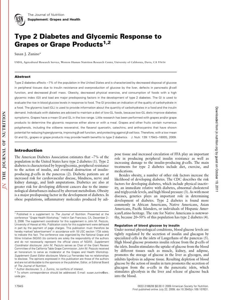 Type 2 Diabetes and Glycemic Response to Grapes or Grape ...