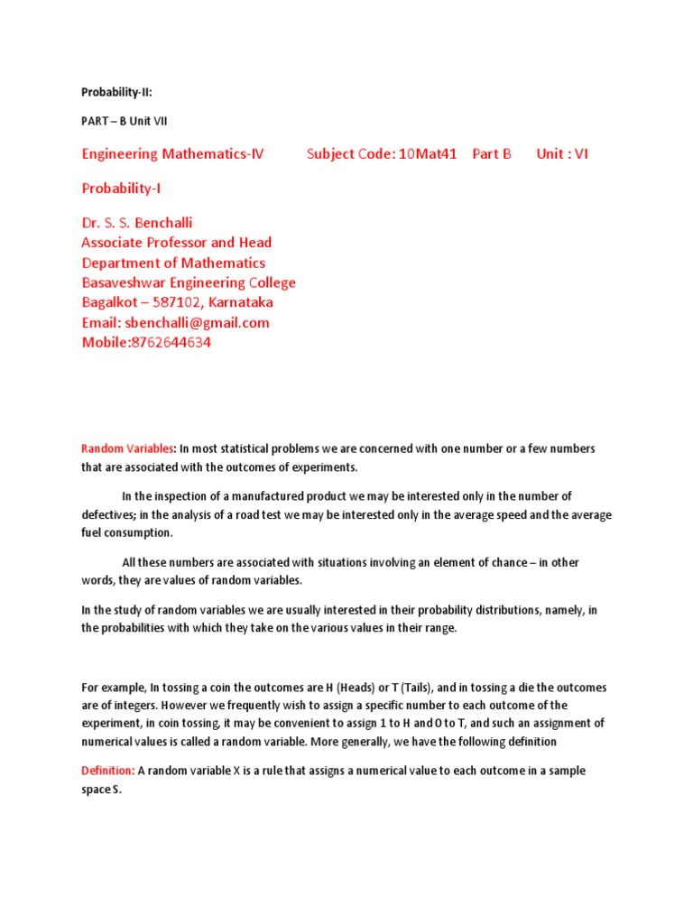 Random Variables and Probability Distributions | PDF | Science ...