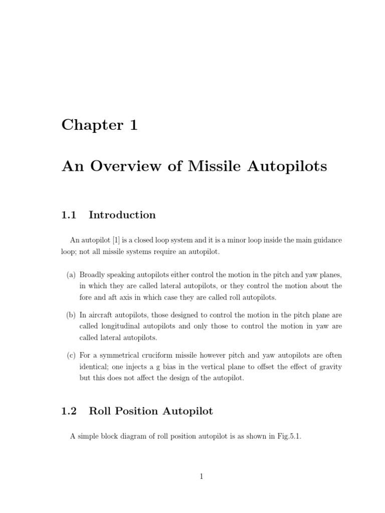 Overview of Missile Autopilots | PDF | Rotation Around A Fixed Axis ...