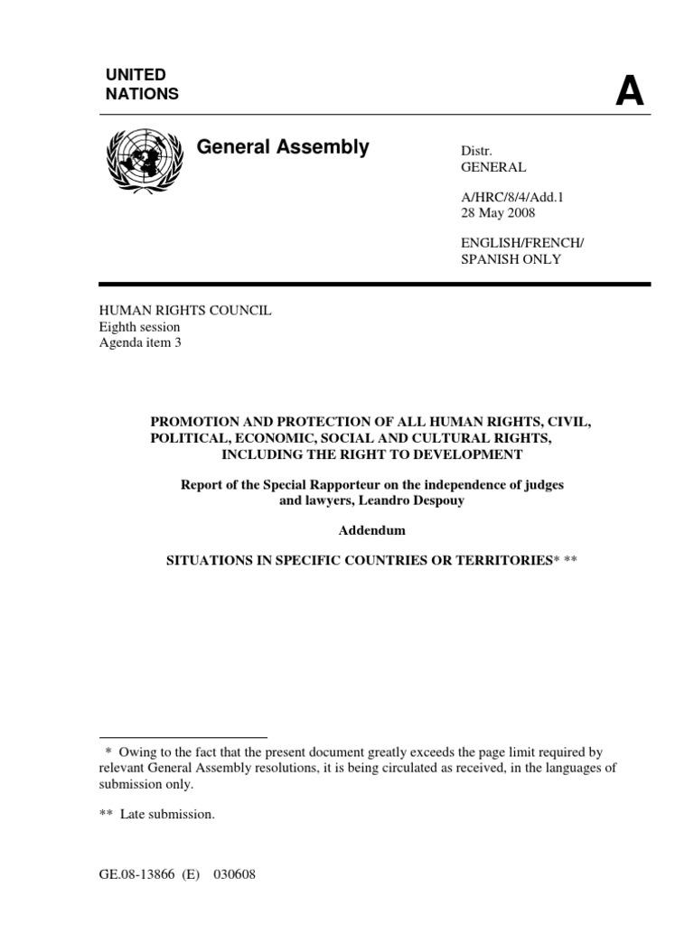 United Nations PDF Judge Separation Of Powers