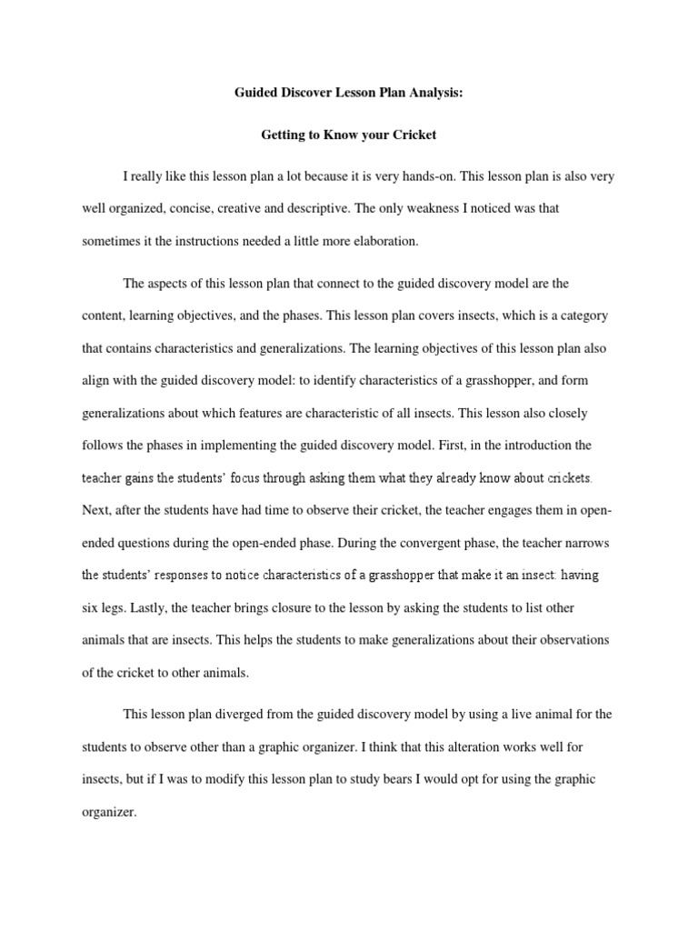 Guided Discovery Lesson on Crickets | PDF | Self-Improvement | Science ...