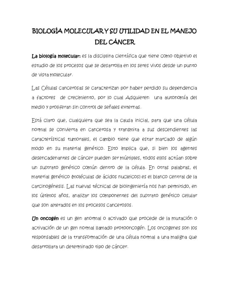 ENSAYO SOBRE BIOLOGÍA MOLECULAR Y SU UTILIDAD EN EL MANEJO