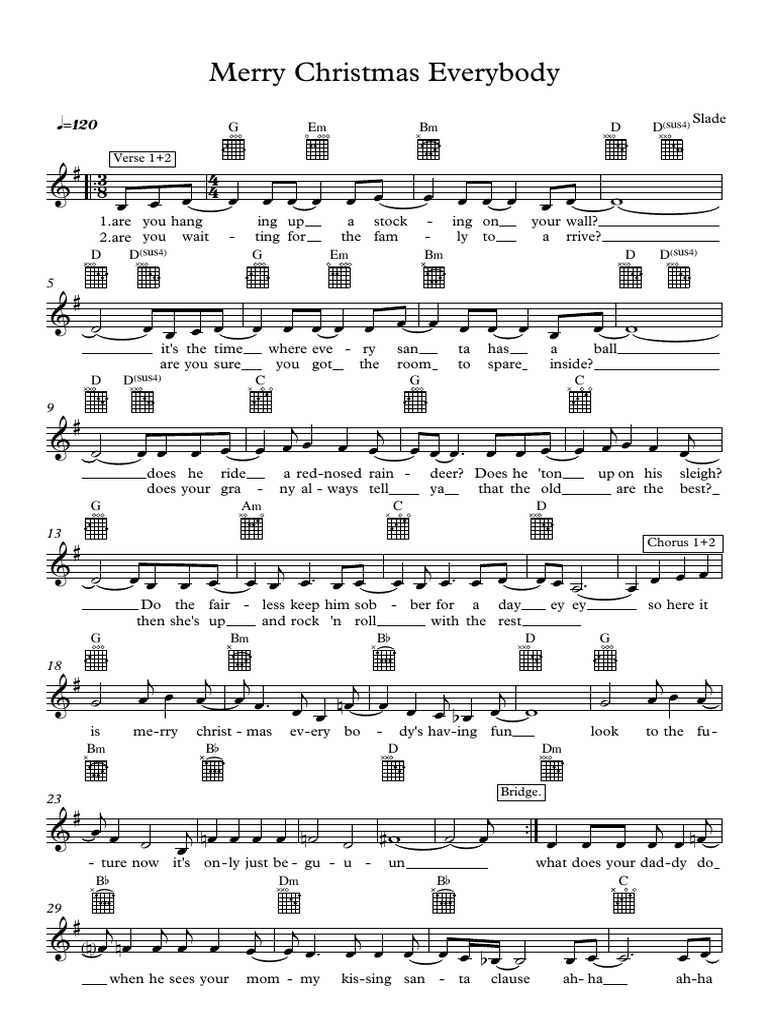 Merry Christmas Everybody By Slade Sheet Pdf