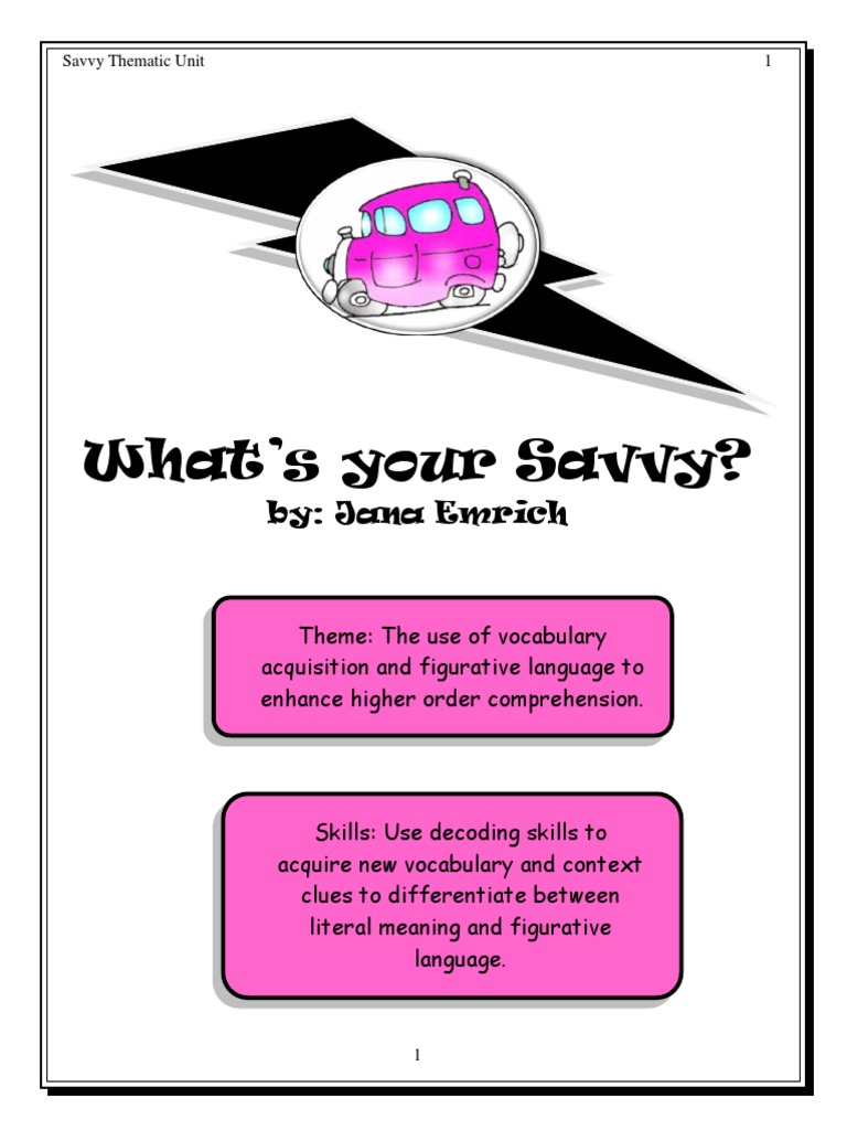 Savvy Lesson 1 For Portfolio | PDF | Reading Comprehension | Reading ...
