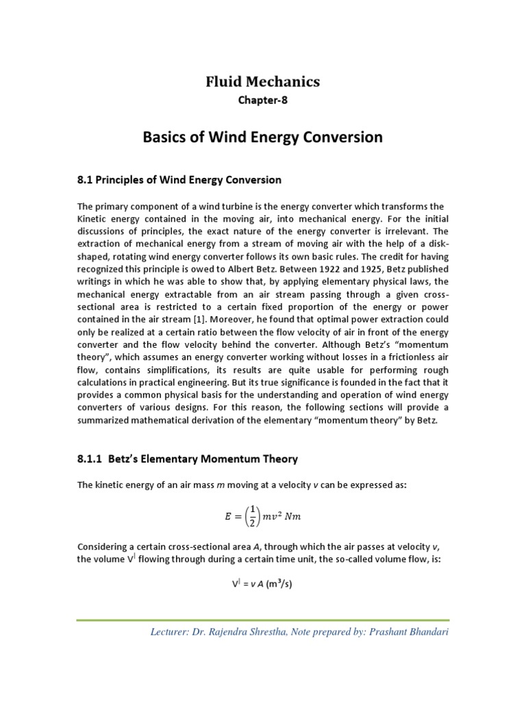 principle of wind energy