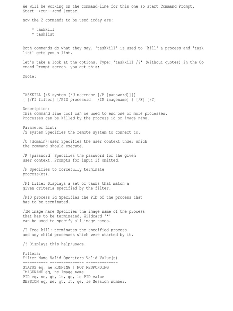 How to kill a process on the windows command line pdf command line
