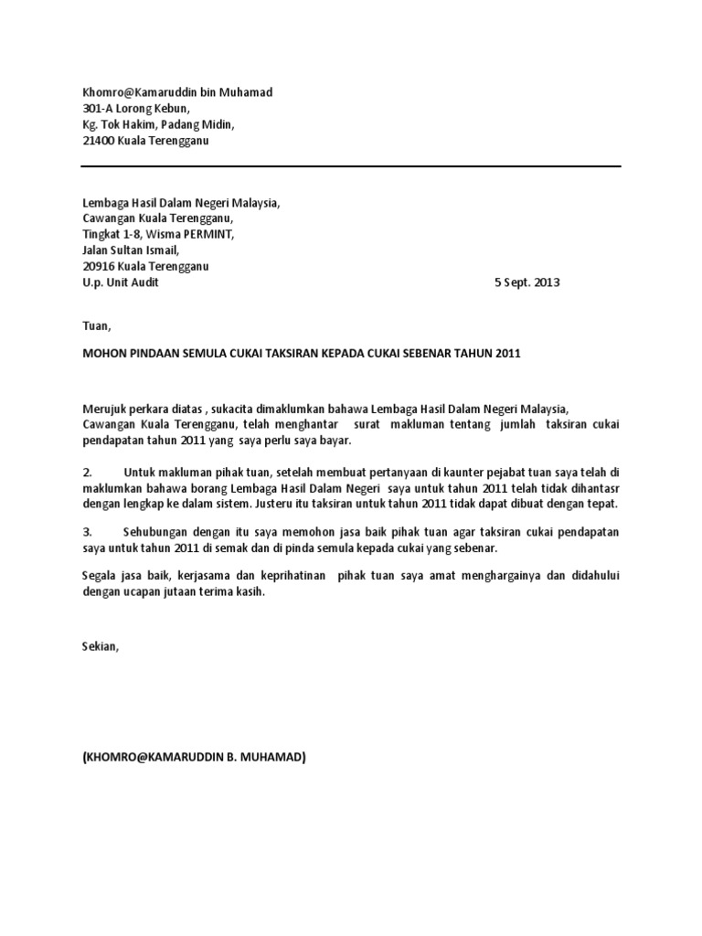 Surat Lhdn Pdf