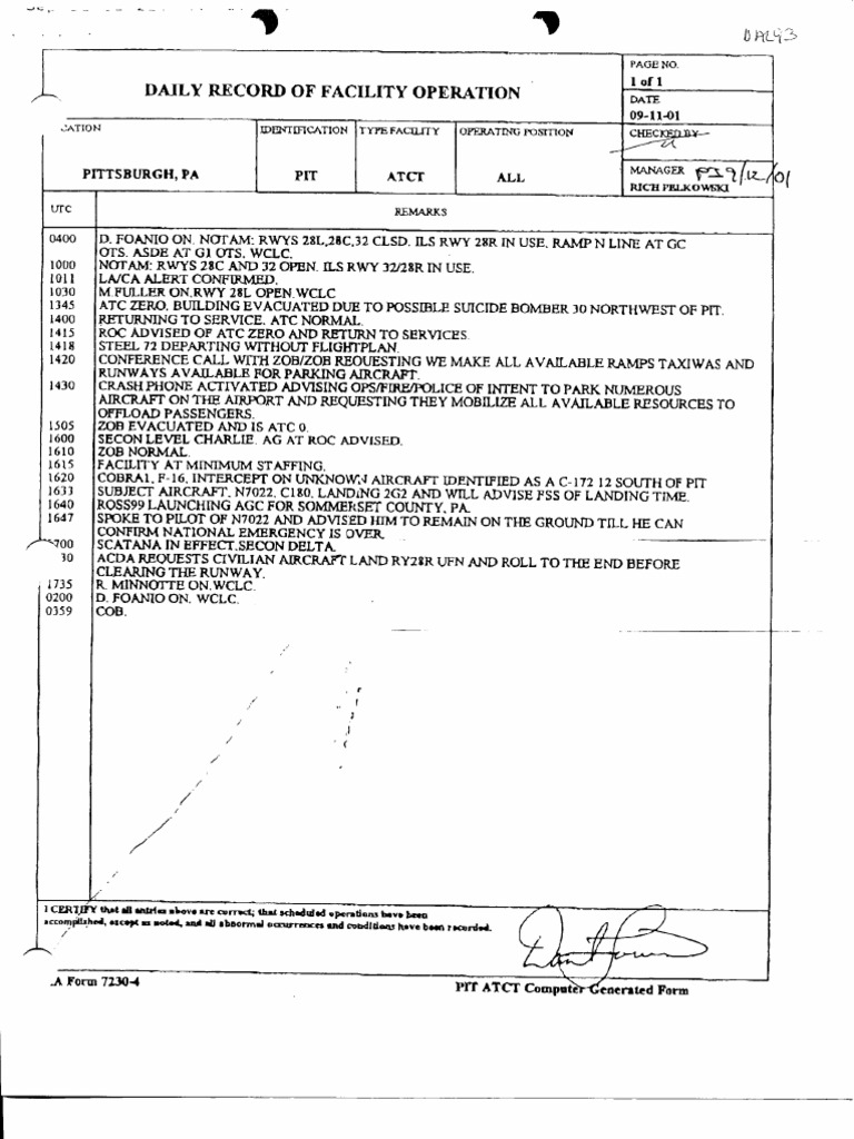 Daily Facility Operations Log - PIT | PDF | Air Traffic Control ...