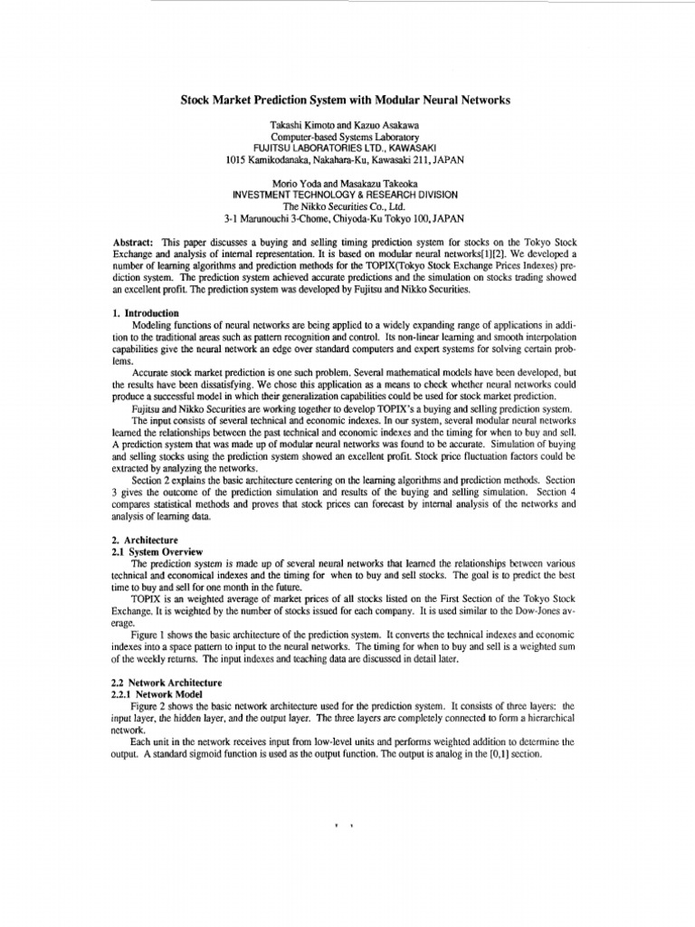 TOPIX Stock Prediction with Neural Networks | PDF | Artificial Neural ...